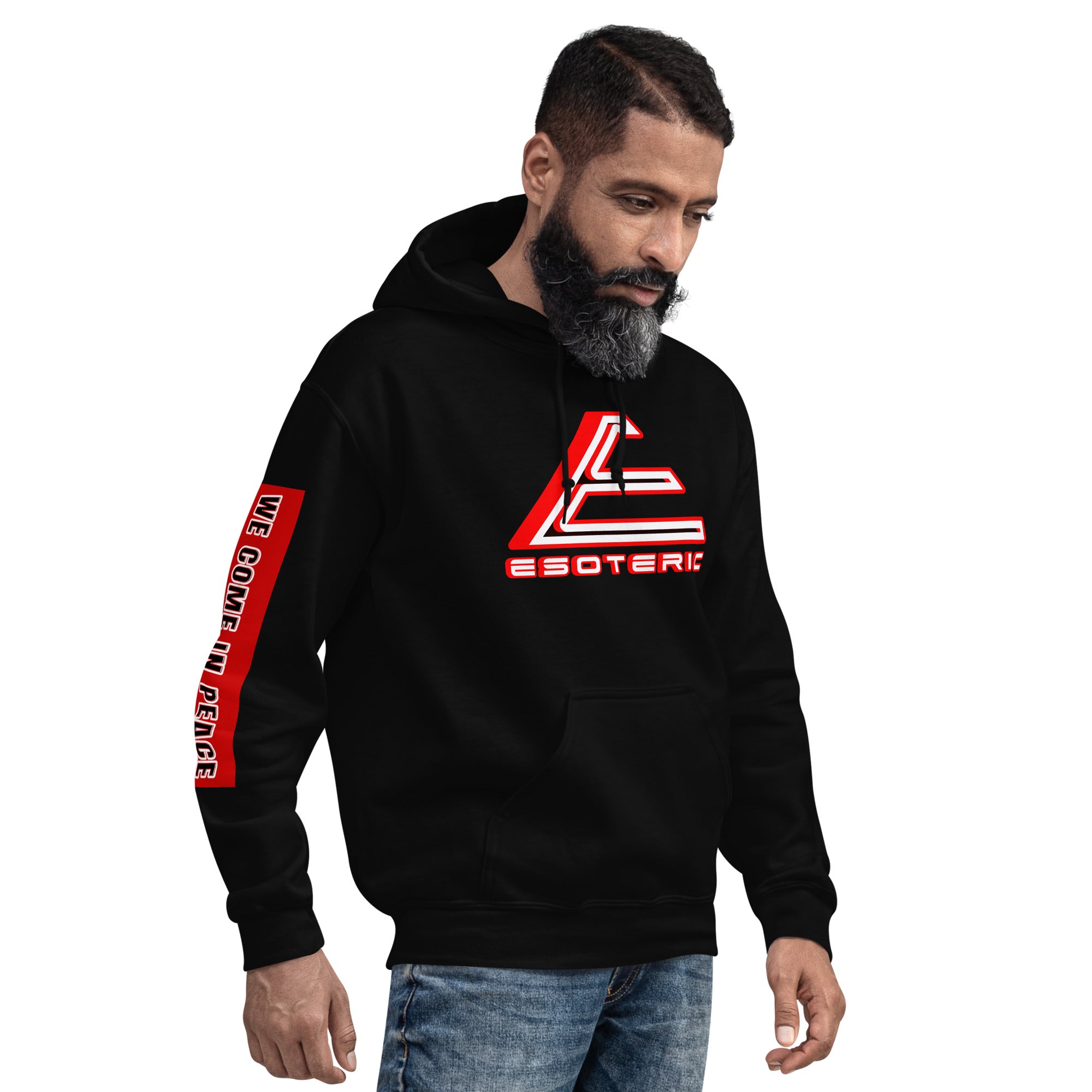 ESOTERIC Logo Unisex Hoodie black with white embroidered logo