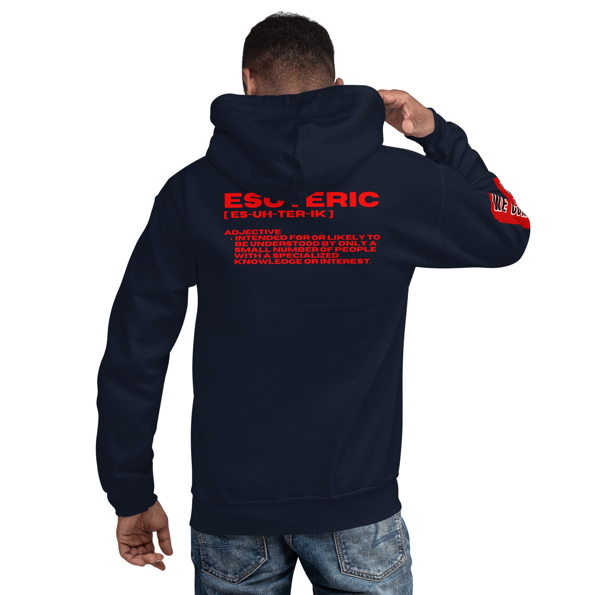 Black ESOTERIC logo hoodie with white text