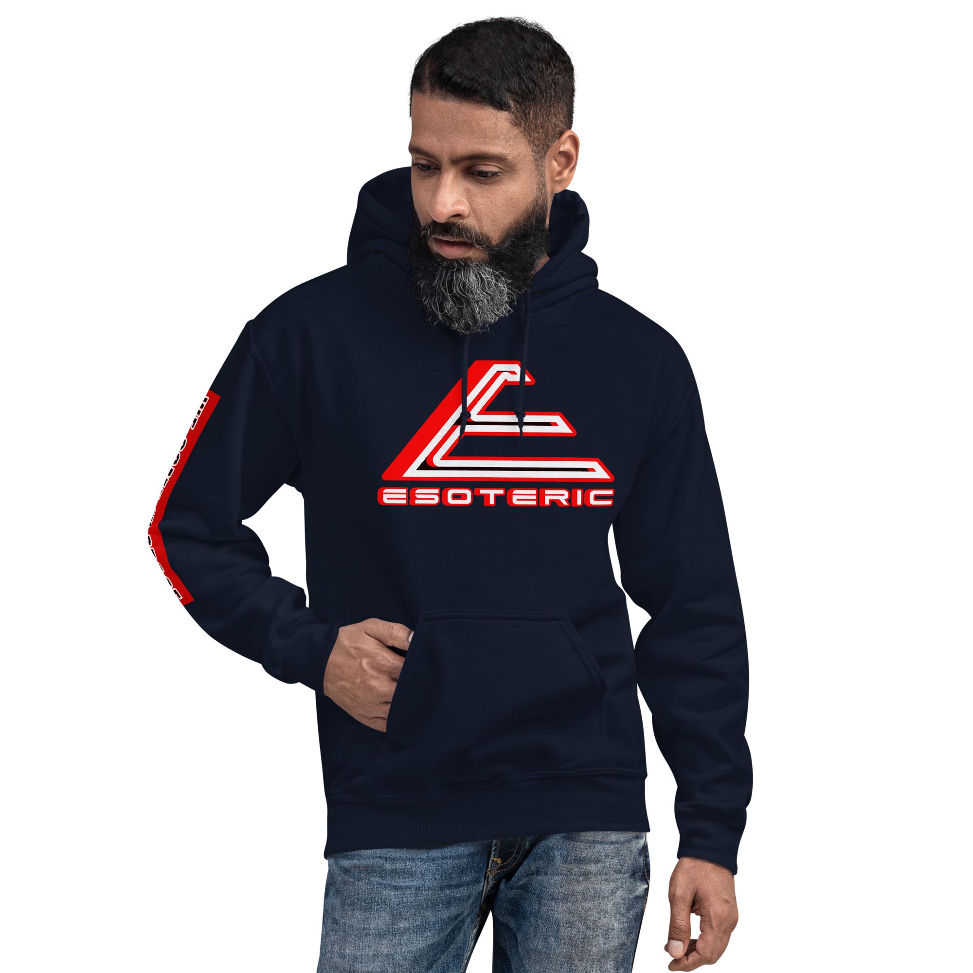 Black ESOTERIC logo hoodie with white text.