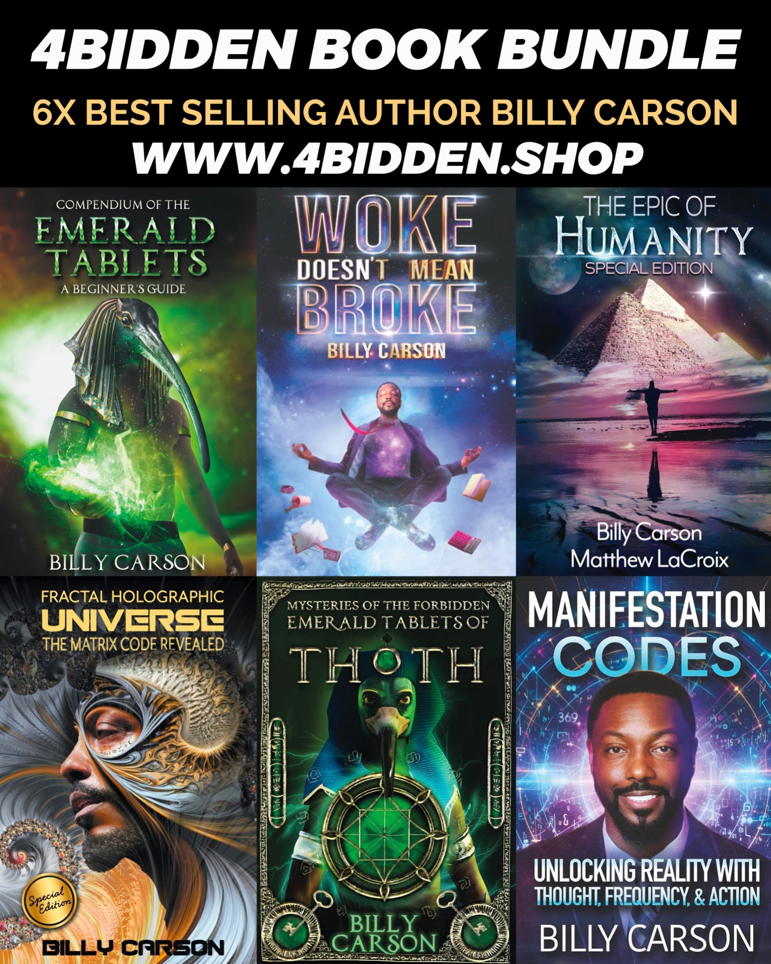 4Bidden Book Bundle 6x Best Selling Author Billy Carson