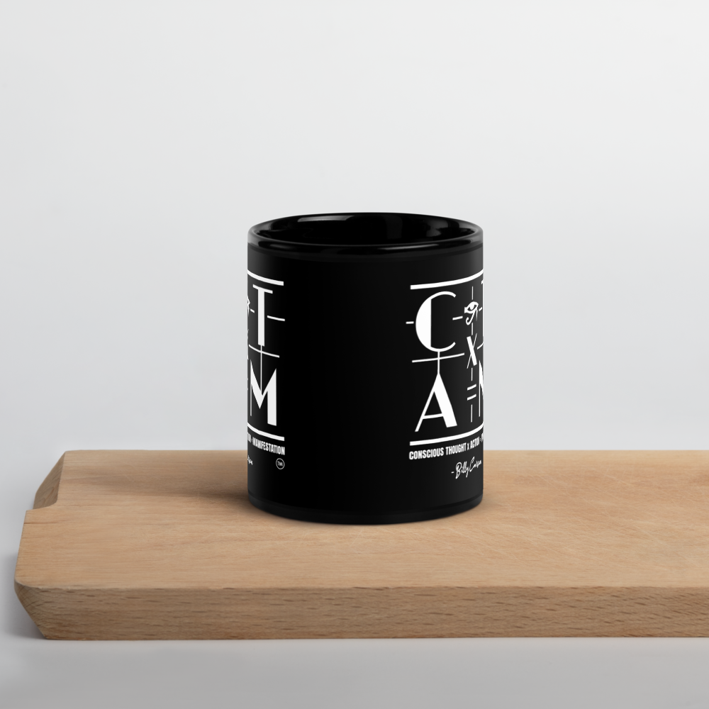 &quot;CONSCIOUS THOUGHTS...&quot;  Black Glossy Mug  {{TRADEMARKED}}