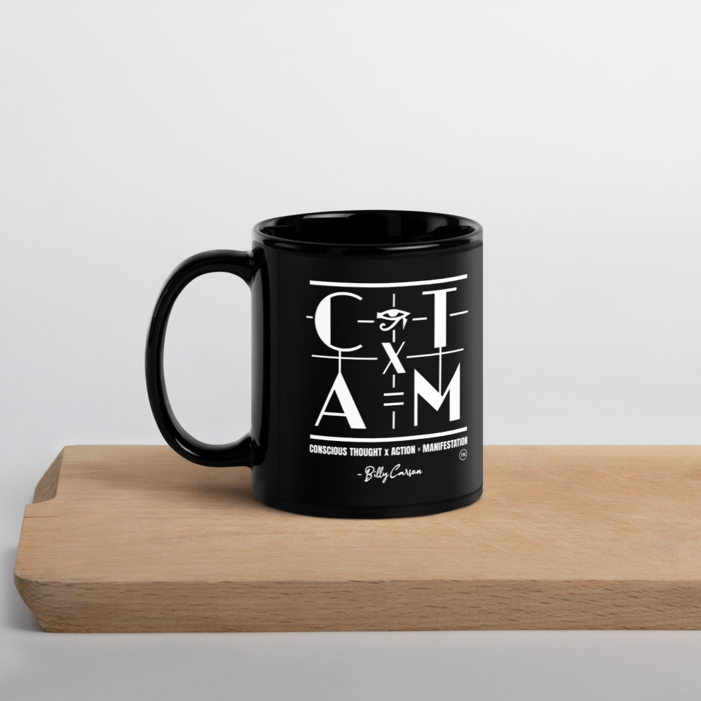 &quot;CONSCIOUS THOUGHTS...&quot;  Black Glossy Mug  {{TRADEMARKED}}