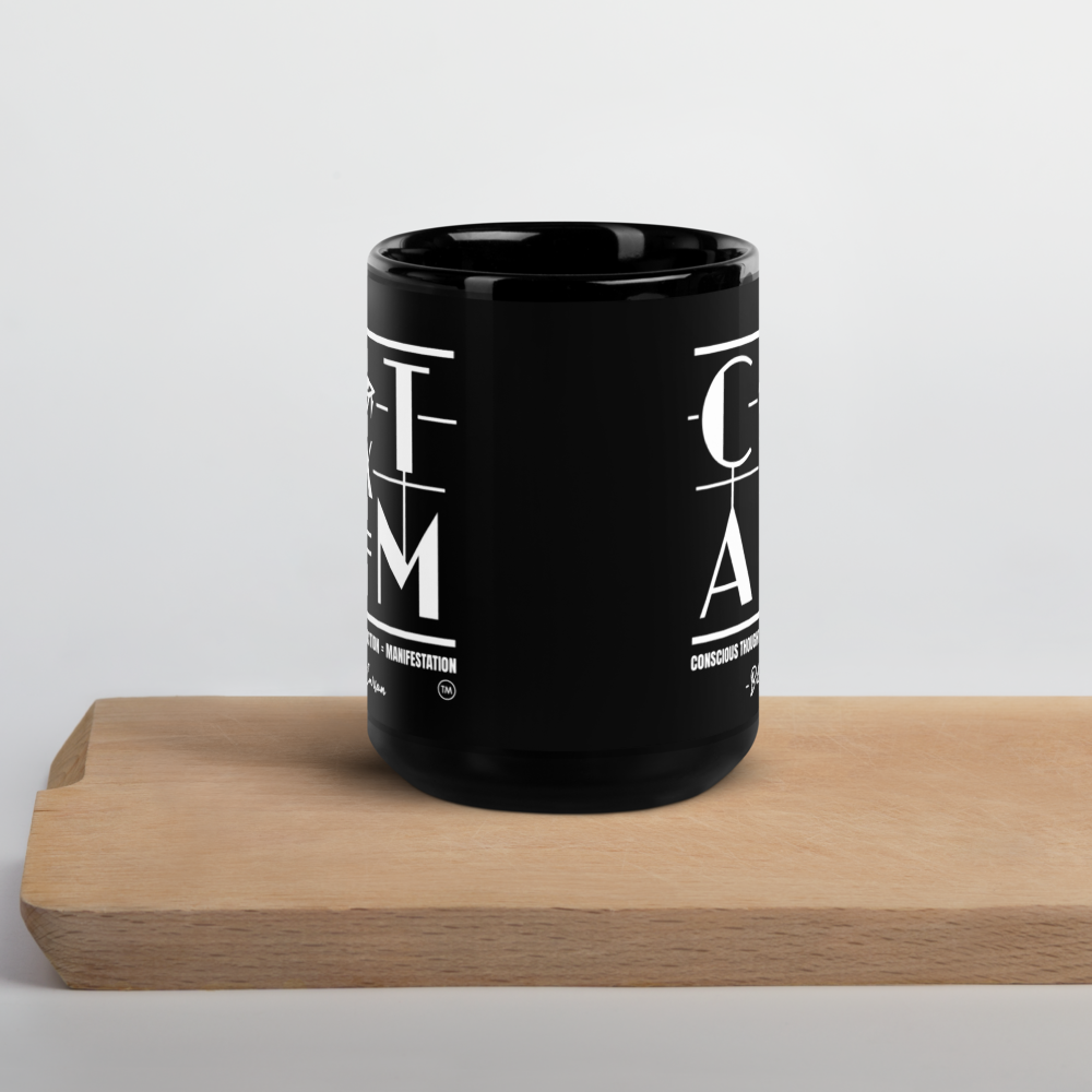 &quot;CONSCIOUS THOUGHTS...&quot;  Black Glossy Mug  {{TRADEMARKED}}