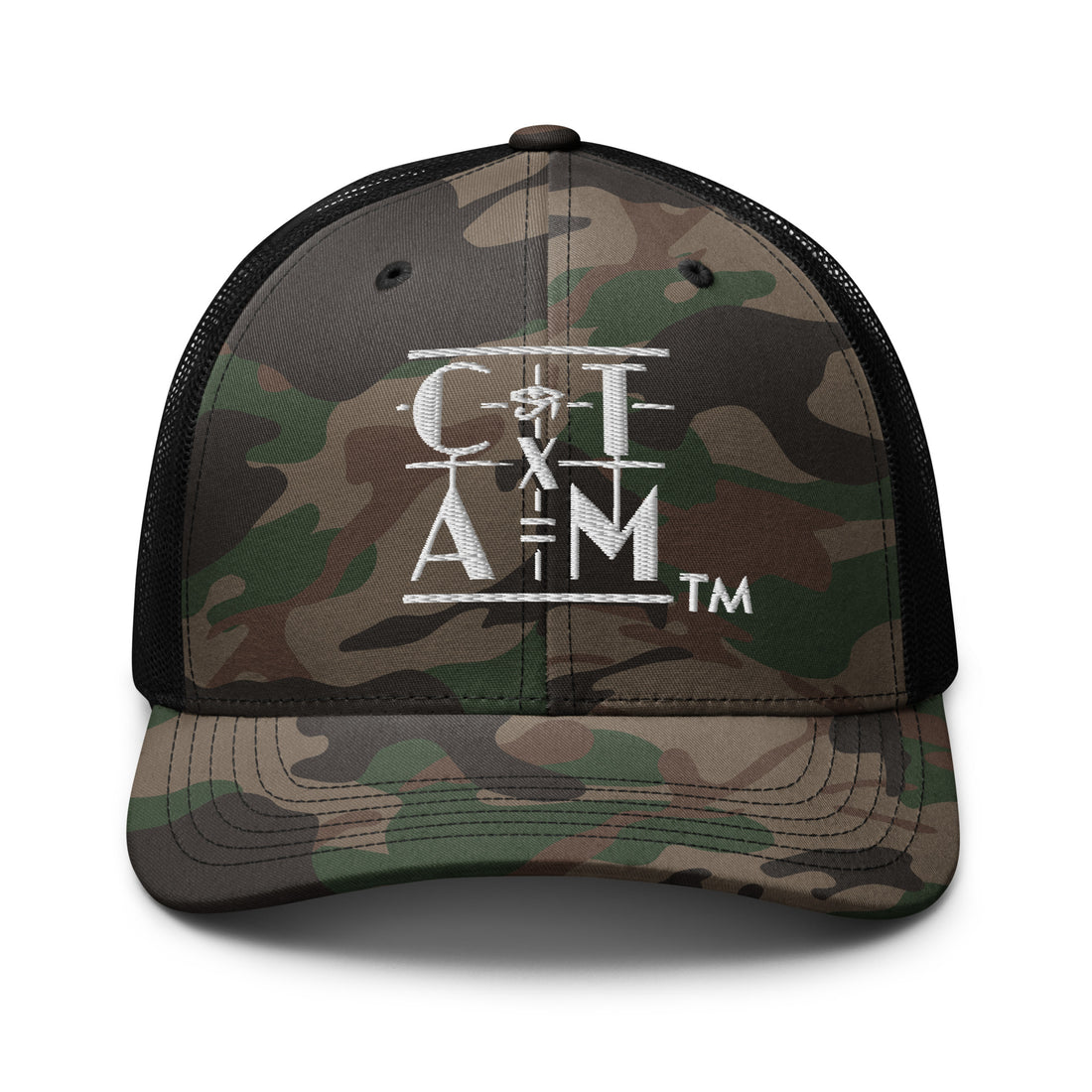 &quot;CONSCIOUS THOUGHT...&quot;  Camouflage trucker hat  {{TRADEMARKED}}