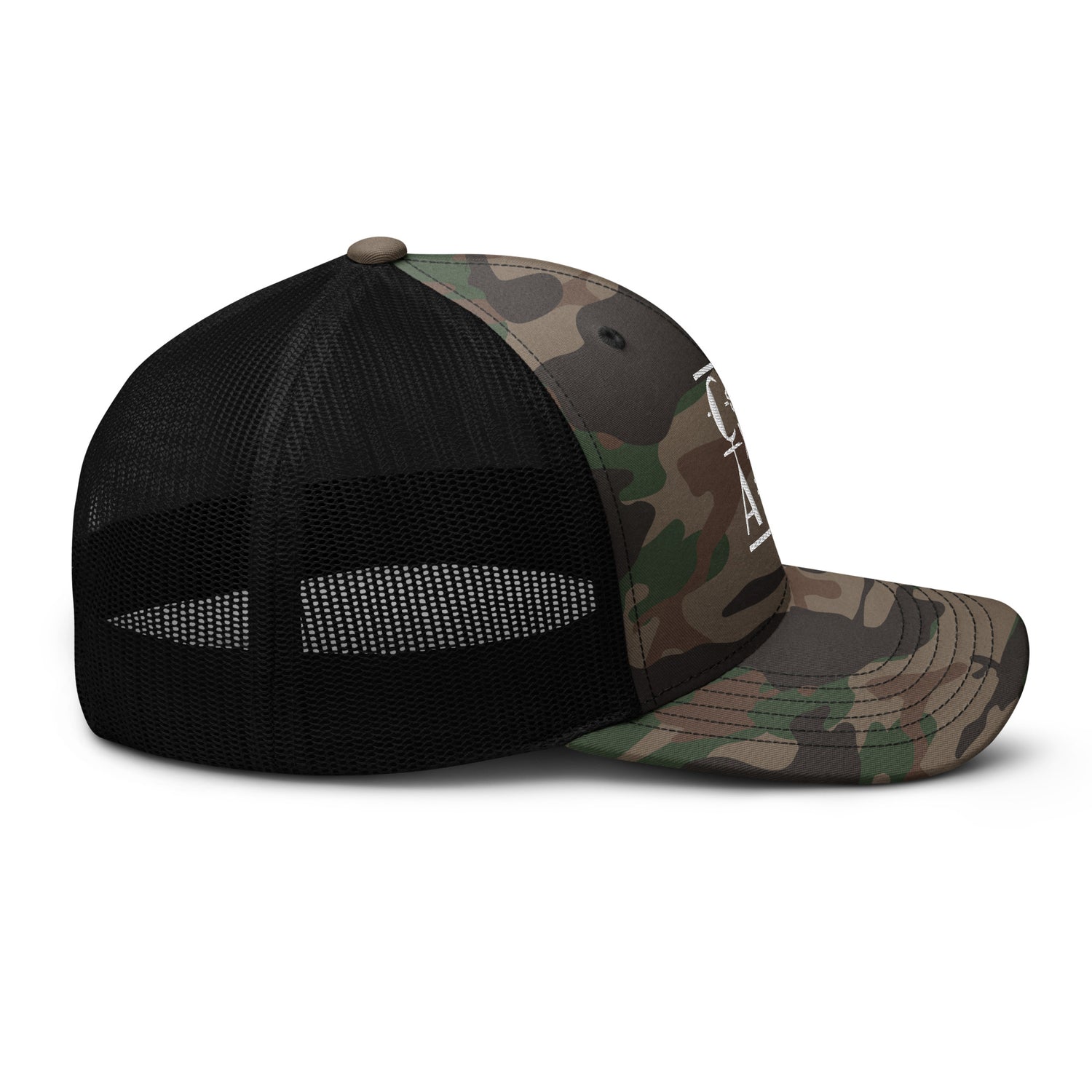 &quot;CONSCIOUS THOUGHT...&quot;  Camouflage trucker hat  {{TRADEMARKED}}