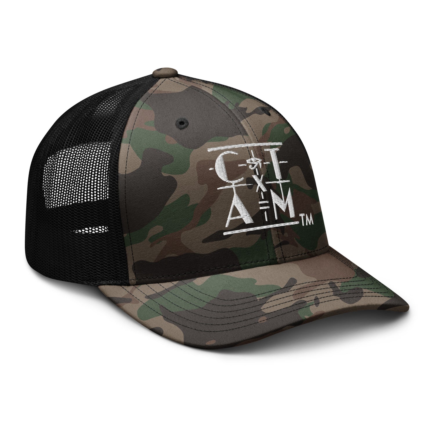 &quot;CONSCIOUS THOUGHT...&quot;  Camouflage trucker hat  {{TRADEMARKED}}