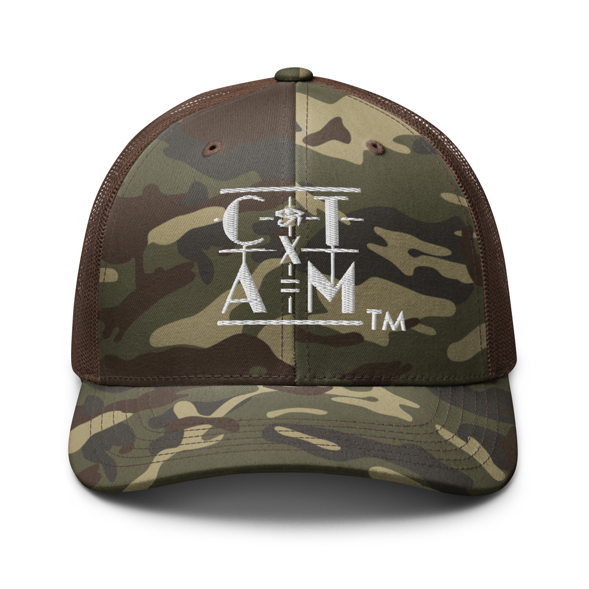 &quot;CONSCIOUS THOUGHT...&quot;  Camouflage trucker hat  {{TRADEMARKED}}