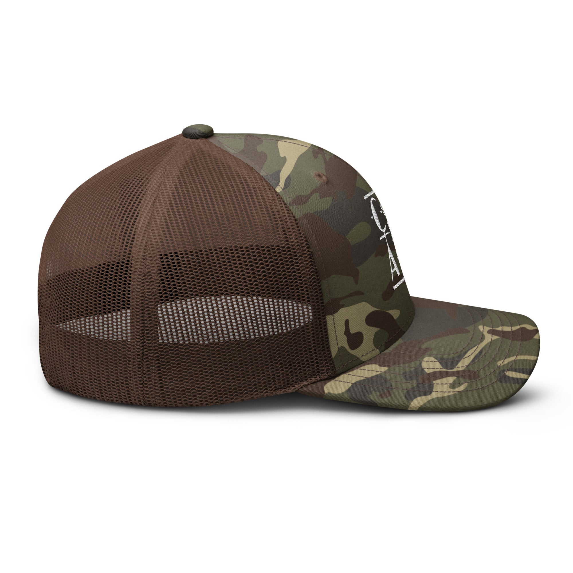 &quot;CONSCIOUS THOUGHT...&quot;  Camouflage trucker hat  {{TRADEMARKED}}