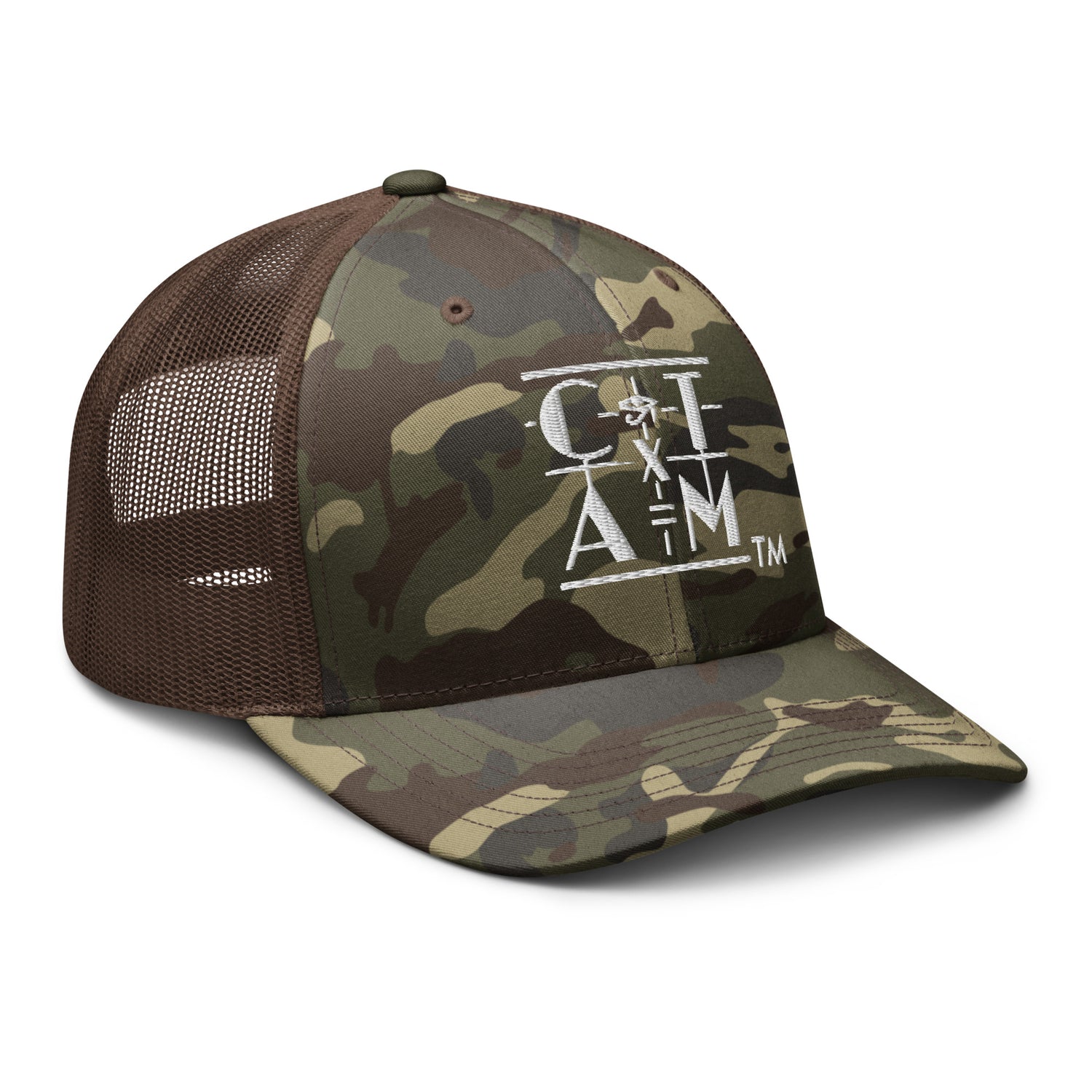 &quot;CONSCIOUS THOUGHT...&quot;  Camouflage trucker hat  {{TRADEMARKED}}