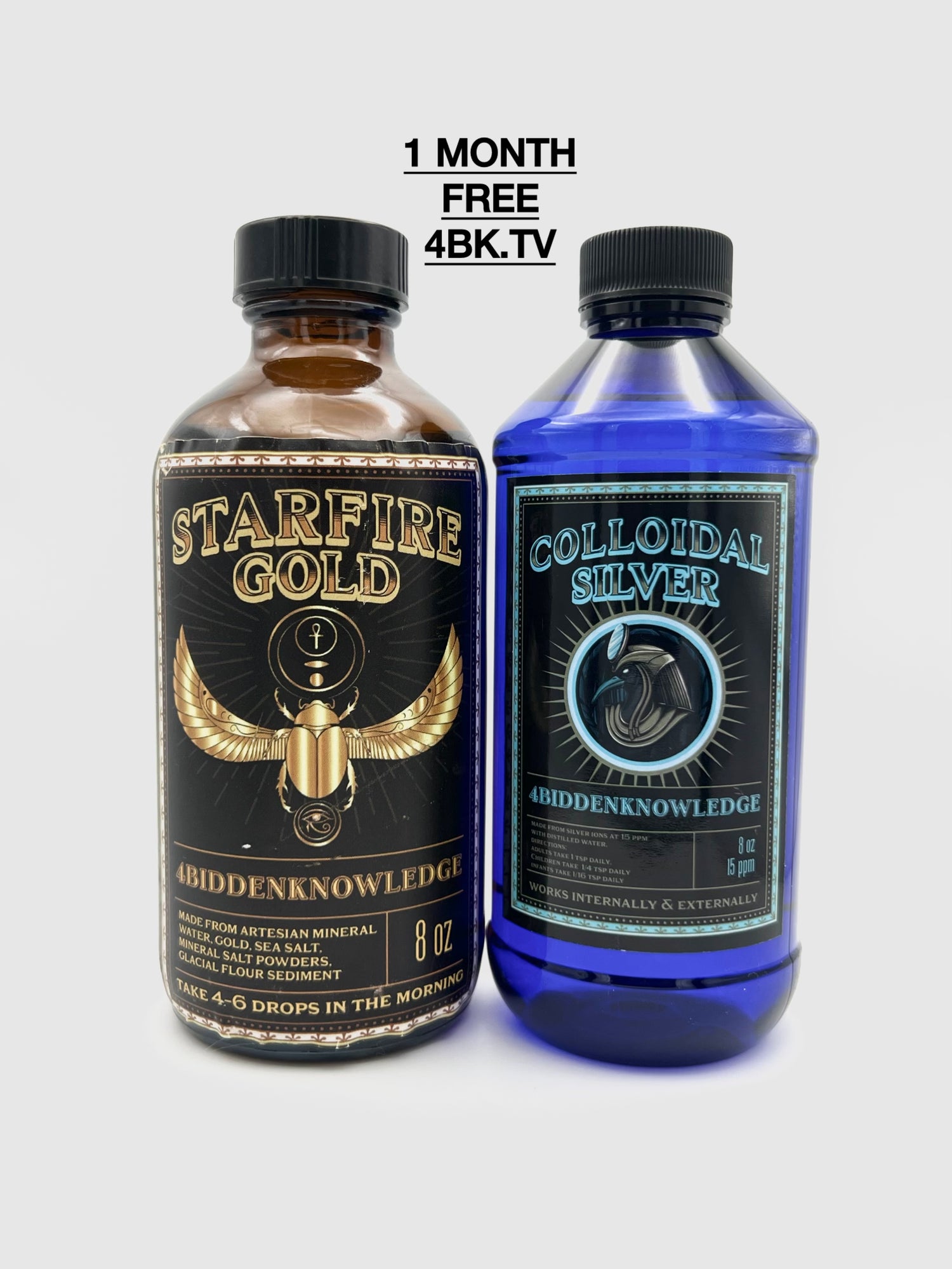 Alchemical Elixir of the Anunnaki - Starfire Gold - Liquid Ormes - 8 oz And COLLOIDAL SILVER 8 OUNCE - 1 FREE MONTH OF 4BIDDENKNOWLEDGE TV