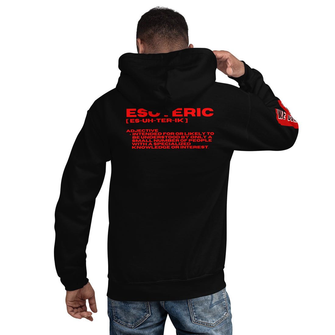 Black ESOTERIC logo hoodie with white text